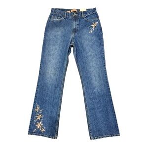 Zena Blue Flare Jeans with Floral Embroidery SZ 10 New With Tags Size